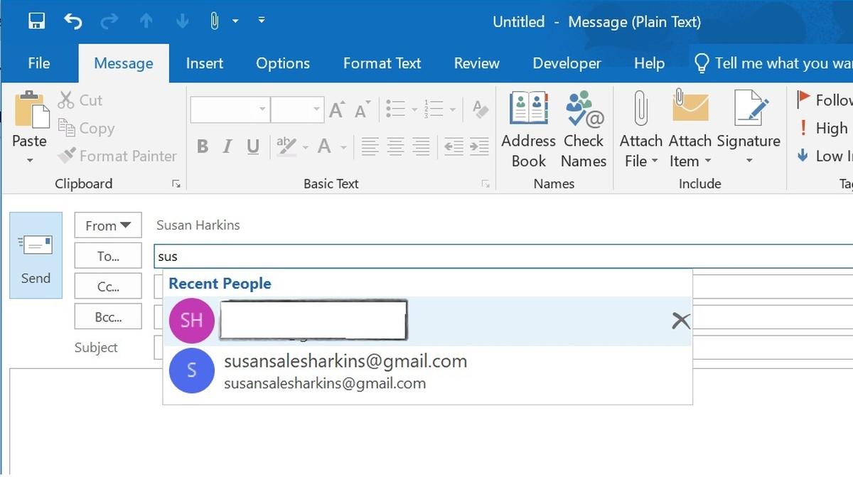 outlook autocomplete example working