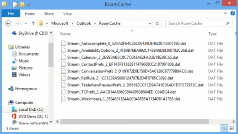 C dat файл. Автозаполнение адресов в outlook. dat файл.
